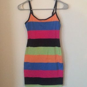 Multi color strip bodycon mini